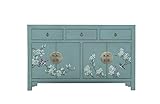 Fine Asianliving Chinesisches Sideboard Aschgrün Handgemalt - Orientique Sammlung B140xT35xH85cm China Chinesische Kommode chinesischer Schränke China Möbel Orientalischer Asiatischer