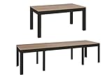 MPS groß praktisch Tisch WENUS160-300x90x76cm Eiche Craft Schwarz 4-12 Personen Esstisch mit ausziehbarer Tischplatte auf 300 cm Modernes Design Rechteckiger Tisch