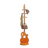 AAMNA Garderobenständer aus Holz in Gitarrenform, moderner kreativer Garderobenständer mit 8 Haken für Mäntel, Hüte, Schals, Kleidung, Handtaschen
