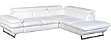 Mivano Ecksofa Prestige / Bettsofa in L-Form mit Ottomane und Schlaffunktion / Kopfteile und Armteil verstellbar / 265 x 74 x 223 / Kunstleder, weiß