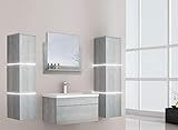 Home Deluxe - Badmöbel-Set - WANGEROOGE Grau - X-Large - inkl. Waschbecken und komplettem Zubehör - Breite Waschbecken: ca. 60 cm | Badezimmermöbel Waschtisch Badmöbelset