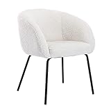 chairus Gepolsterter Sessel aus Kunstfell Schlafzimmer Wohnzimmer Armlehnstuhl Wannenstuhl Loungesessel mit Metallbeinen (Weiß)