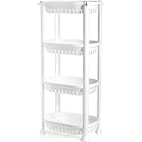Okllen Duschablage mit 4 Etagen, 35,6 cm L x 24,8 cm B x 81,9 cm H, Kunststoff-Duschregal, Ständer, Regal-Organizer für Badezimmer, Badewanne, Dusche, Badzubehör, Küchenarbeitsplatte