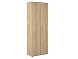 Inter Link – Mehrzweckschrank – Aktenschrank – Allzweckschrank – 2 Türen – Breite:70cm – Tiefe: 34 cm – Höhe: 190 cm – inkl. 5 Einlageböden – Melaminbeschichtet – Gallo – Eiche Sonoma