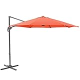 SVITA Sonnenschirm Ø 300 cm Aluminium-Ampelschirm mit Ständer und Kurbel, 360° Hebel-Konstruktion, kippbar, Umfassender Sonnenschutz Orange