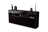 Stil.Zeit Sideboard Anthony - Korpus Anthrazit matt - Front im Hochglanz-Design Schwarz (180x79x35cm) Push-to-Open Technik & Leichtlaufschienen