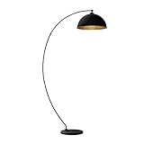 Lindby Bogenlampe/Stehlampe Schwarz Gold mit Fußschalter, Standleuchte Metall, Leselampe-Stehlampe Wohnzimmer, 1xE27 max. 60W, ohne Leuchtmittel