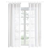 Topfinel Voile Vorhänge Leinenstruktur mit Kräuselband Lichtdurchlässig Einfarbig für Fenster Wohnzimmer Schlafzimmer Moderne und Elegante Gardine 2er Set je 220x140cm (HxB) Weiß