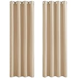 PONY DANCE Vorhänge Beige Blickdicht Ösenvorhang 2er Set H 245 x B 140 cm Verdunklungsvorhänge Thermovorhang Wohnzimmer Gardinen und Vorhänge, Biscotti Beige