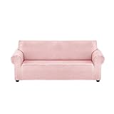 YCDZSW Sofabezug Universal High Stretch Sesselbezug Couchhusse für Wohnzimmer Wasserdicht Anti-Rutsch Jacquard Möbelschutz Couchbezug (Rosa,3 Sitzer)