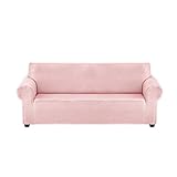 YCDZSW Sofabezug Universal High Stretch Sesselbezug Couchhusse für Wohnzimmer Wasserdicht Anti-Rutsch Jacquard Möbelschutz Couchbezug (Rosa,3 Sitzer)