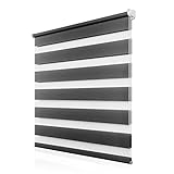 Buseu Doppelrollo Klemmfix ohne Bohren 80x120cm(BxH) Anthrazit Fensterrollo mit Klämmträger Duo Rollo Lichtdurchlässig & Verdunkelnd & Sichtschutz Rollos für Fenster & Tür