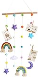 SZETOSY GOODCHANCEUK Foto-Seil – Fotodisplay Anhänger Kinderzimmer handgefertigt Wanddekoration Regenbogen Pompom Hintergrund Dekoration Makramee Wandbehang