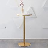 Bartheke, hoher Cocktailtisch, runder Cocktail-Bartisch mit Metallbeinen und Sockel, Marmor-Arbeitsplatte, leicht zu reinigen, starker Metallrahmen, geeignet für Familien und Cafés