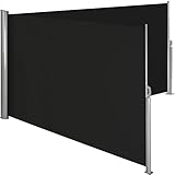 TecTake Doppel- Seitenmarkise Sonnenschutz Sichtschutz Gehäuse und Standpfosten komplett aus Aluminium - Diverse Farben und Größen - (Schwarz | 180x600cm | Nr. 402335)