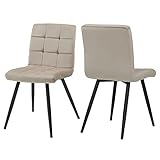 Duhome Esszimmerstuhl 2er Set Samt Küchenstuhl Retro Design Polsterstuhl mit Rückenlehne Metallbeine für Küche Esszimmer Lounge Wohnzimmer 8043B, Beige