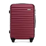 WITTCHEN Stabiler Mittlerer Koffer Trolley Koffer Reisekoffer Rot ABS Hartschalen Trolley 4 Rollen Kombinationsschloss