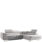 MKS Meble Ecksofa Wohnzimmer - Wohnlandschaft - L-Form Couch mit Schlaffunktion - Bettsofa - Wohnzimmer L Couch - Polstersofa mit Bettkasten - Gustaw Hellgrau