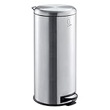 SVITA T30 Mülleimer Treteimer Abfalleimer 30 Liter inkl. Inneneimer rund Küchen-Hilfe Edelstahl Silber