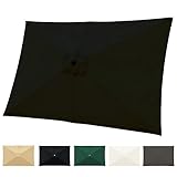 3m * 2m Ersatz Baldachin Für Sonnenschirm, 6 Rippen Quadratischer Sonnenschirm Ersatzüberzug, Polyester Terrassenschirm Ersatzdach, UV-Schutz Und Wasserabweisend (nur Baldachin) ( Color : Schwarz , Si