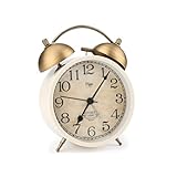 FIONEL Wecker Alarm Twin Bell Wecker Laute Wecker for schwere Schläfer Non-Ticking Desktop-Uhr Wohnkultur Wecker Nachttisch Wecker