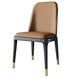 Küchen-Esszimmerstühle aus Leder für die Küche, ergonomischer Sitz, stabile Metallbeine aus Karbonstahl, Theke, Lounge, Wohnzimmer, Empfangsstuhl (Farbe: Braun, Größe: Schwarze Goldfüße)