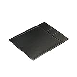 Ideal Standard - Ultra Flat S i.life Rechteckige Duschwanne 100 x 90 aus Kunstharz, Ablaufgarnitur kurze Seite, mattes Finish, Schwarz