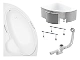 BADLAND Eckbadewanne Badewanne Bianka 150 x 95 cm Links Rechts mit Ablaufgarnitur, Füßen und Styroporverkleidung GRATIS ! (150x95 LINKS)