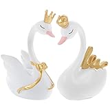 Toyvian 1 Satz Schwan Figur Paar Schwan Statue Skulptur Kleine Schwan Dekofigur Tierfigur Harz Ornament für Valentingstag Hochzeit Geburtstag Schreibitsch Tischdeko Weiß
