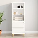 Youuihom Freistehende Schränke, Lagerschränke, Schränke für Tafelgeschirr, Geeignet für Wohnzimmer, Schlafzimmer, Bäder, Flure, Highboard Hochglanz-Weiß 40x36x110 cm Holzwerkstoff