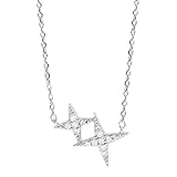 Ketten Mit Anhänger Damenschmuck Silberne -vierzackige Stern-Halskette Fairy -Schlüsselbein-Kette Kaltes Windlicht Luxus-Halskette Einfache hängende Schlüsselbein-Halskette Halskette Kunstharz