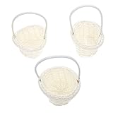 3 Stücke Rattan Korb Geflochtener Blumenkorb Mini Weidenkorb mit Henkel Obstkorb Hochzeit Streukorb Bügelkorb Eierkorb Henkelkorb Blumenkinder Körbchen Landhaus Deko Ostern Tischdeko Frühlingsdeko