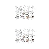 lmoikesz 2 Satz von 20 Teile/Satz Spiegel Wandaufkleber Art Acryl Kühlschrank Aufkleber Selbstklebende Dekoration Abnehmbare Home TV Indoor Decor Silber