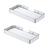 Badezimmerregal Badezimmerglasregal, Space Aluminium Badezimmerregale, Wandregal Caddy Glasregal Badezimmerregale, Badezimmerzubehör ohne Bohren, Silber (Size : 45 * 12 * 3Cm)