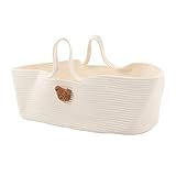 Baby-Transportkorb, Tragbarer Sicherheits-Wickelkorb aus Baumwolle für das Schlafzimmer (Weiss)