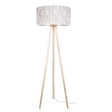 SPOT LIGHT Stehlampe Stehleuchte Wohnzimmerlampe Beistelllampe Schlafzimmer, 3 Beine Birkenholz Tapete Landhaus, 1x E27 Fassung, DxH 50x154cm