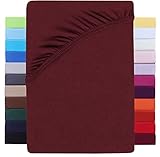 NatureMark Premium Boxspringbett Spannbettlaken 180 x 200 bis 200 x 220 cm - hoher Steg bis 40cm Matratzenhöhe - Wasserbetten Spannbetttuch - Baumwolle mit Elasthan, Bordeaux rot