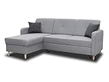 Ecksofa Oslo mit Schlaffunktion und Bettkasten - Scandinavian Design Couch, Sofagarnitur, Couchgarnitur, Polsterecke, Holzfüße (Grau (Inari 91 + Inari 94), Ecksofa Links)