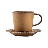 Tasse Becher Vintage Rough Pottery Kaffeetasse und Untertasse Set Haushalt Trinkbecher Becher Kiln Glaze Classical Kaffeetassen