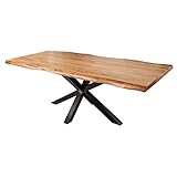 riess-ambiente.de Massiver Baumstamm Esstisch Mammut Nature 220cm Akazie 6cm Tischplatte Sternengestell