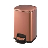 GRFIT Mülltonne Pedal-Mülleimer mit Soft-Cover-Dichtung, mit Kunststoffinnenrohr, Edelstahl-Recyclingbox Abfalltonne (Color : Rose gold-12L)