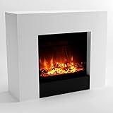 GLOW FIRE Kronos Elektrokamin mit Heizung (1500 W) und 3D Multi Color Farbwechsler| Elektrischer Standkamin mit Knisterfunktion, Heizlüfter & Fernbedienung, Weiß