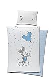 Carbotex Babybettwäsche Wendebettwäsche Disney Mickey Maus 100x135 cm + 40x60 100% Baumwolle in Blau