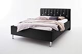 Supply24 since 2004 Luxus Designer Polsterbett Rimini mit Swarovski® Kristallen Glitzer Leder Bett SCHWARZ Lederbett Bling Bling Doppelbett Jugendbett Bettgestell günstig (160 x 200 cm)