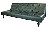 KAWOLA Sofa mit Schlaffunktion Schlafsofa Grün I Vintage Klappsofa mit Schlaffunktion I Kunstleder Sofa schmal I Chesterfield Retro Sofa Grün I Schlafliege I Daybed Liegefläche: 190x104cm