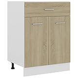 BULANED Schubunterschrank, Küchenunterschrank, Küchenschränke, Küchenmöbel, Unterschrank, Kitchen Furniture, Sonoma-Eiche 60x46x81,5 cm Spanplatte