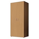 Stella Trading BASE Zeitloser Kleiderschrank in drei verschiedenen Größen - Vielseitiger Drehtürenschrank in Buche Optik - 80 x 177 x 52 cm (B/H/T)