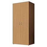 Stella Trading BASE Zeitloser Kleiderschrank in drei verschiedenen Größen - Vielseitiger Drehtürenschrank in Buche Optik - 80 x 177 x 52 cm (B/H/T)