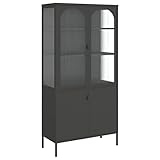 vidaXL Highboard Schwarz 89,9 x 39,9 x 180,1 cm Glas und Stahl