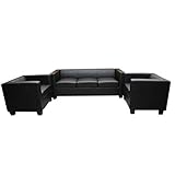 Mendler 3-1-1 Sofagarnitur Couchgarnitur Loungesofa Lille - Leder schwarz